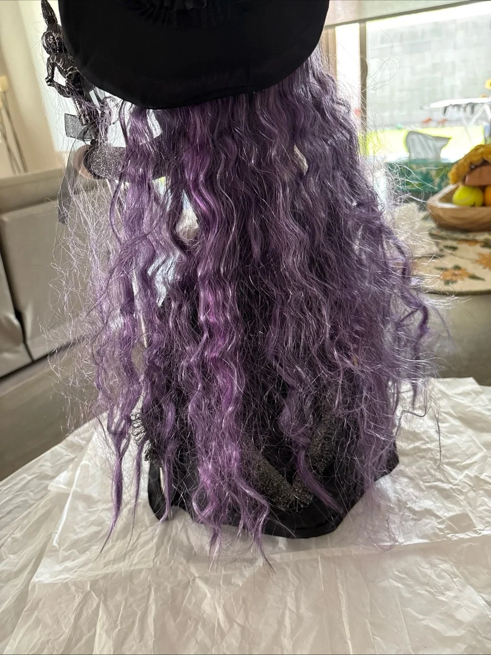 Halloween Fabric Witch Doll Purple Self Stands Cloth Doll Tabletop Decor 23